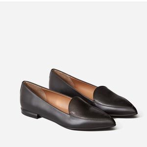 Everlane The Modern Point Black Leather Pointed Toe Flats